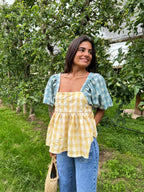 Blusa Maca Azul Y Amarilla