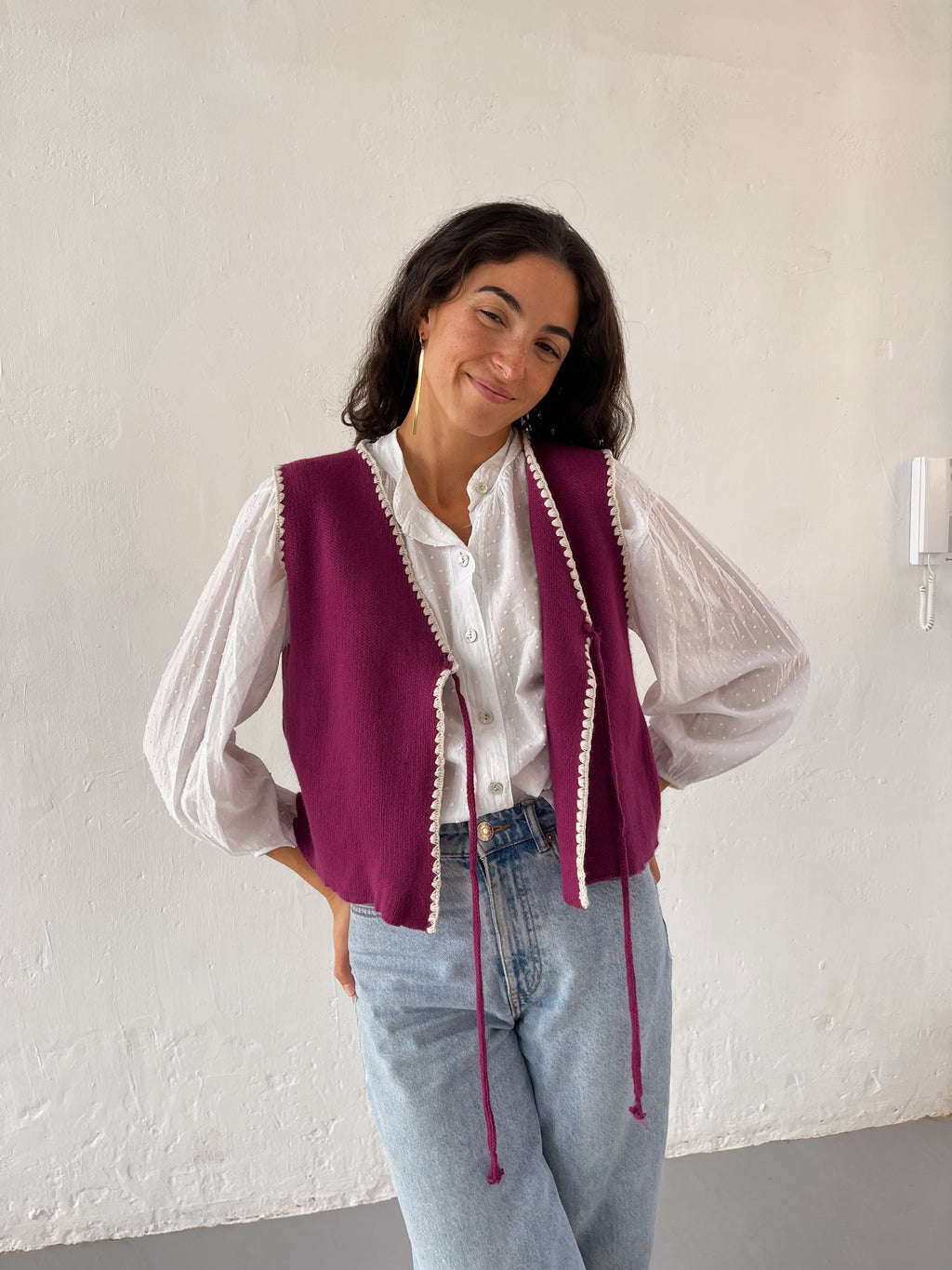 Fuchsia Knitted Vest