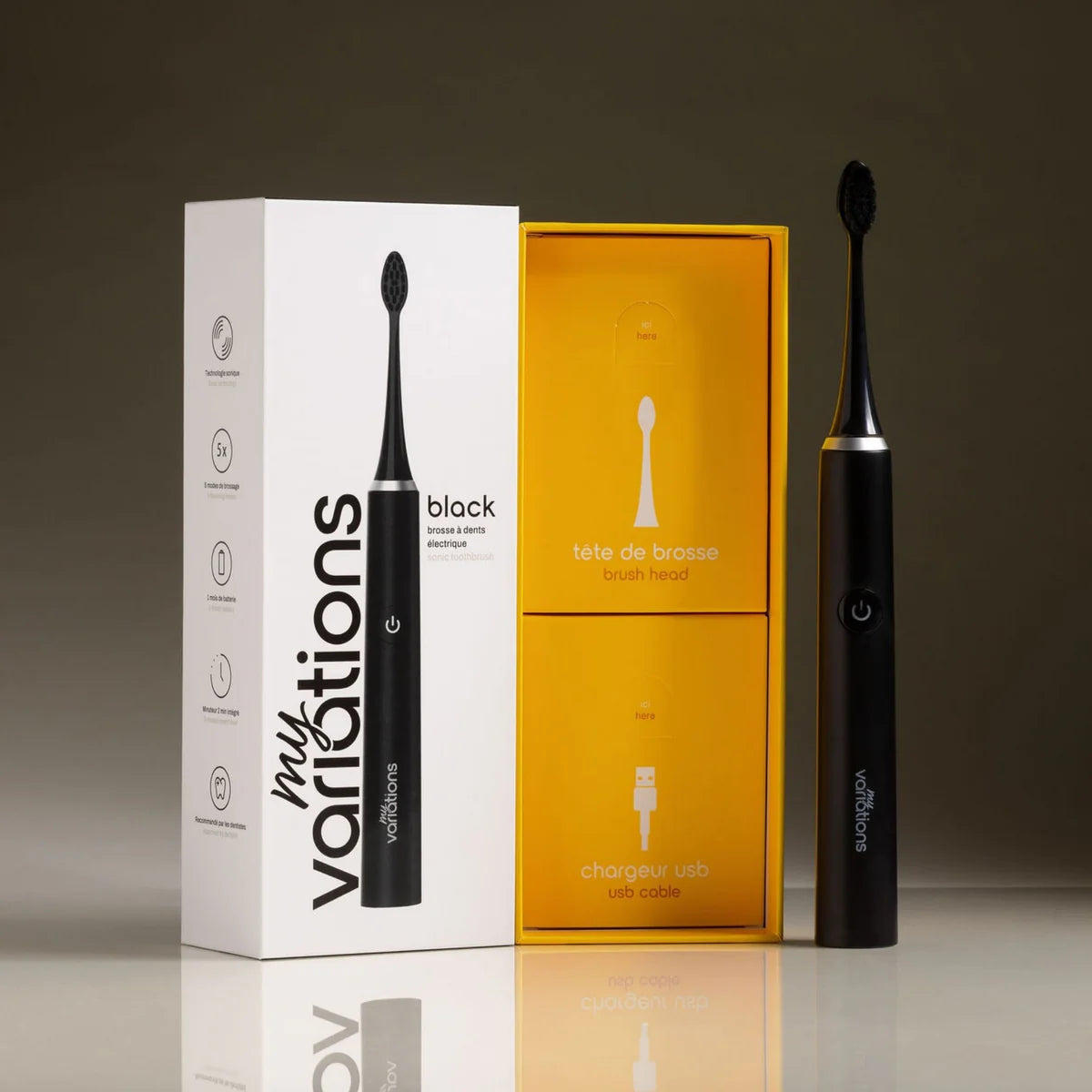 Black Toothbrush + Case + Mount