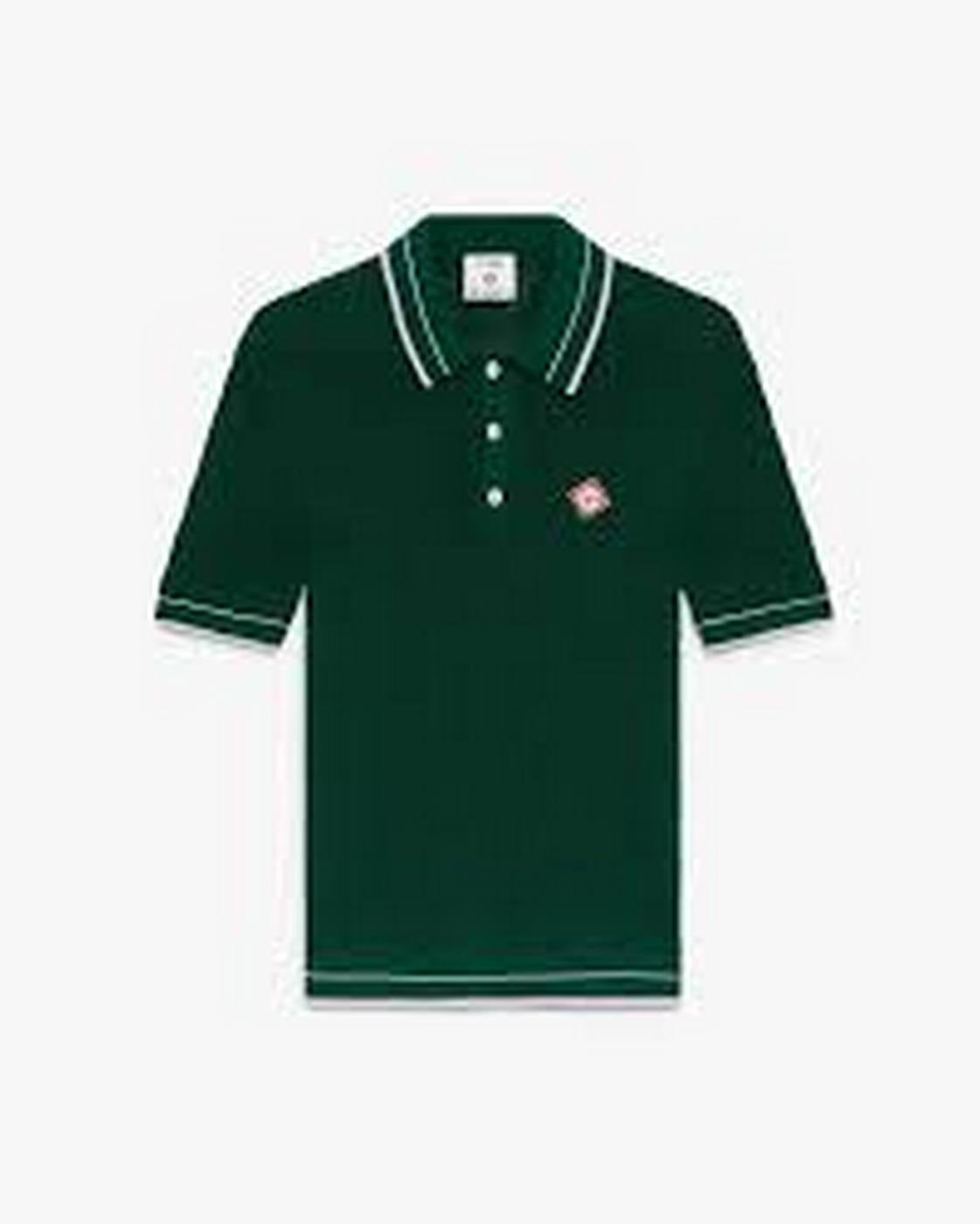 Casablanca - Mock Mini Crochet Polo - Green