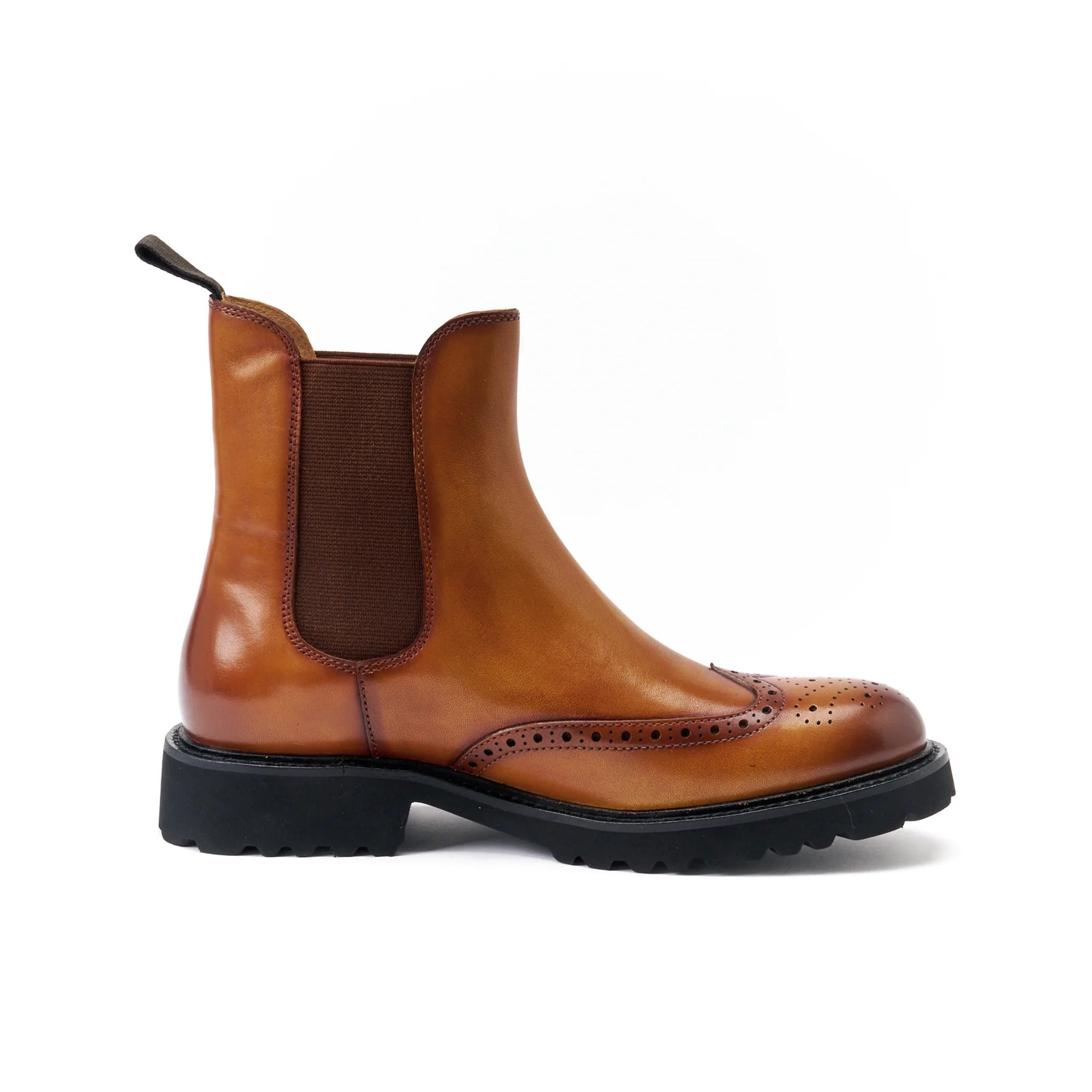 Botines Chelsea con puntera golf marrón claro - Mujer