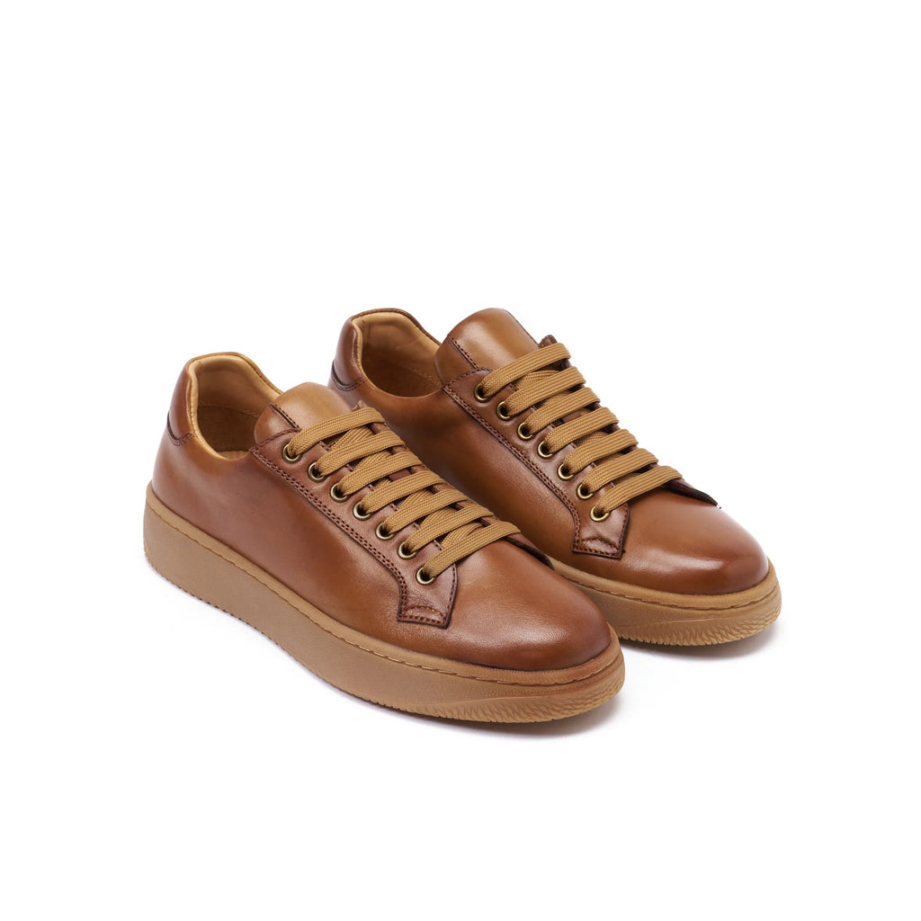 Zapatillas Con Cordones, Color Marrón Claro - Mujer