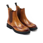 Botines Chelsea con puntera golf marrón claro - Mujer