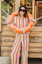 Conjunto Top Aimée + Pantalón Tilda Orphism Lines Arco Iris