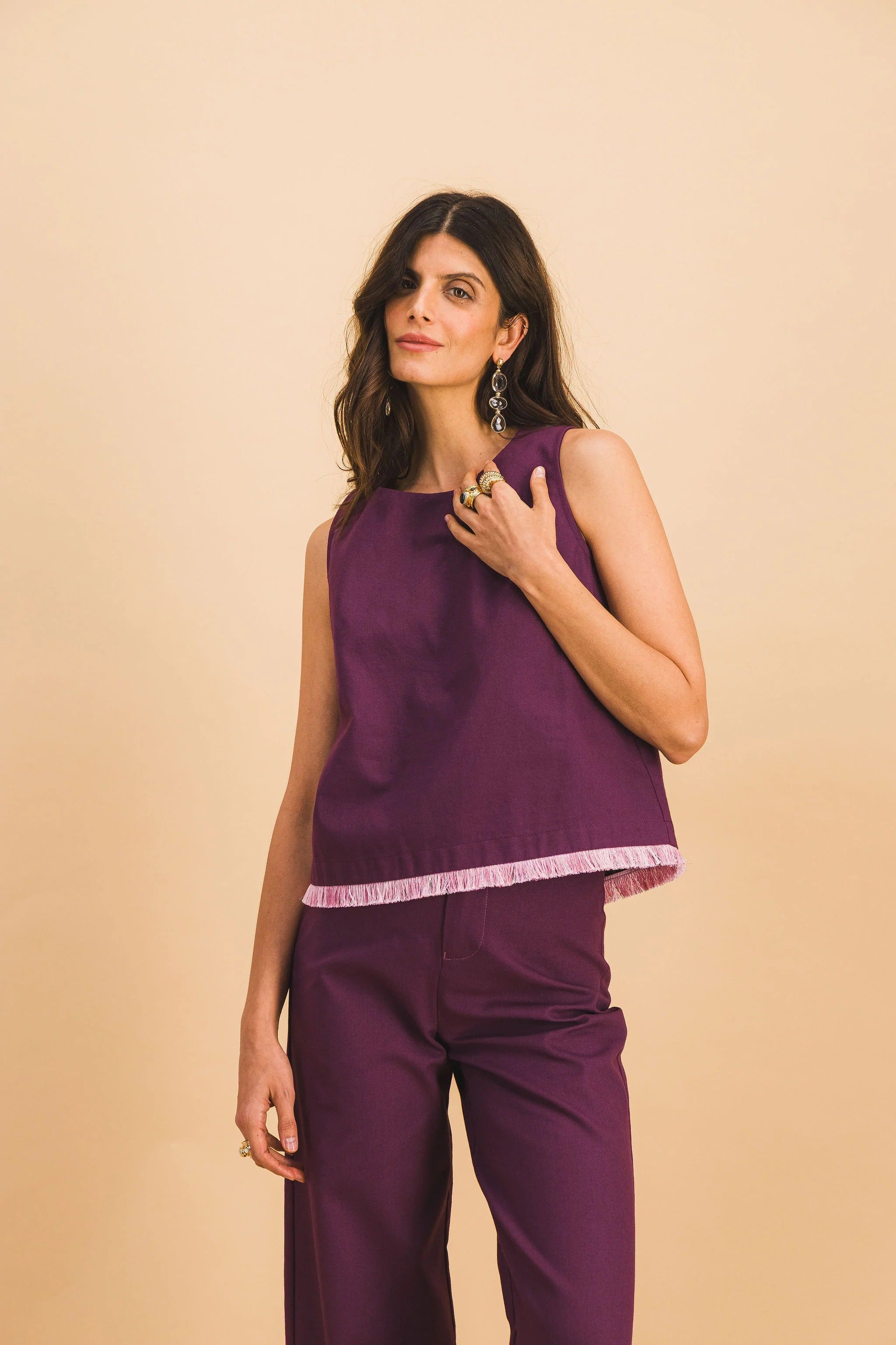 Ensemble Top Jacques & Pantalon Georgia Burgundi