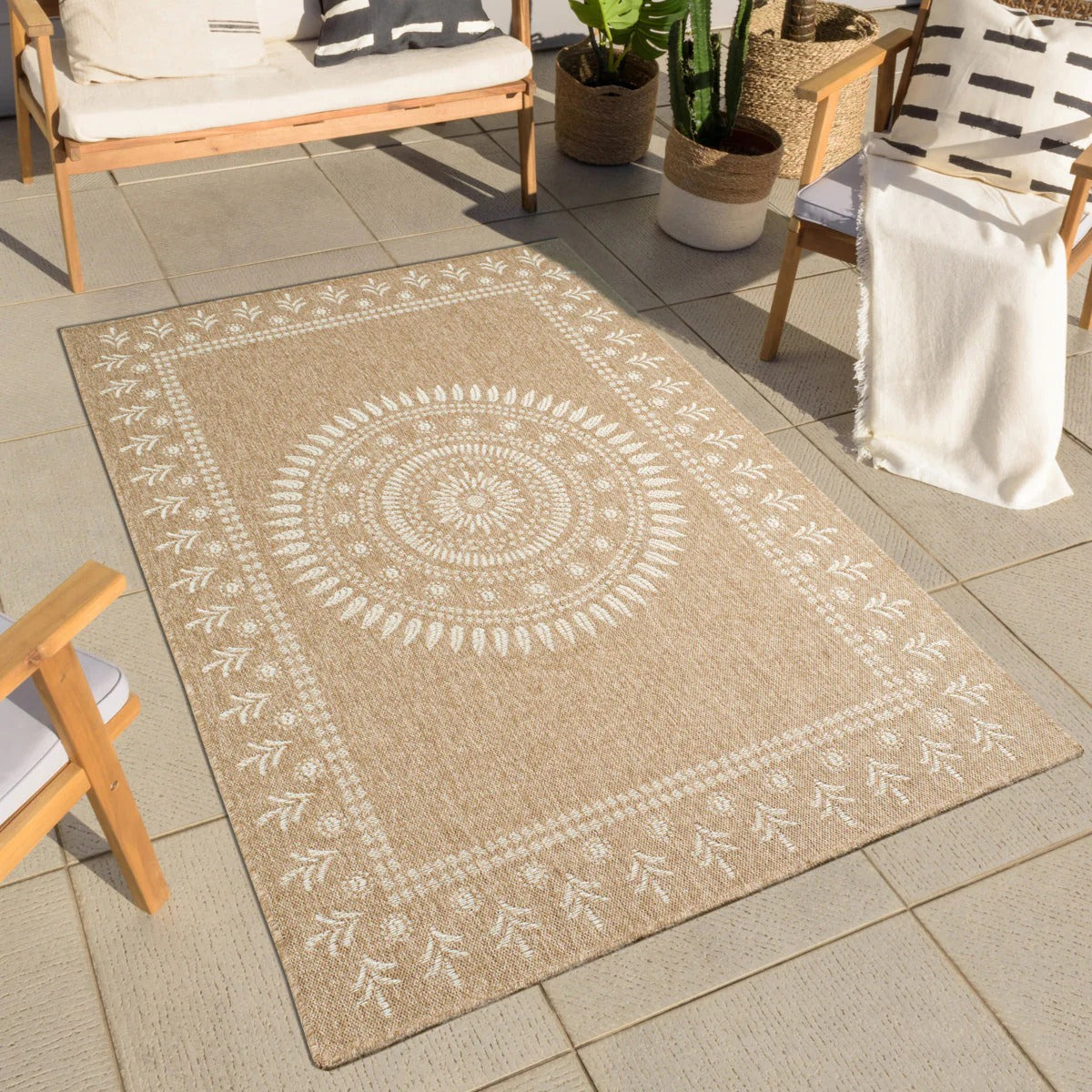 Nature - Tapis D'Intérieur/Extérieur - Polypropylène - Blanc