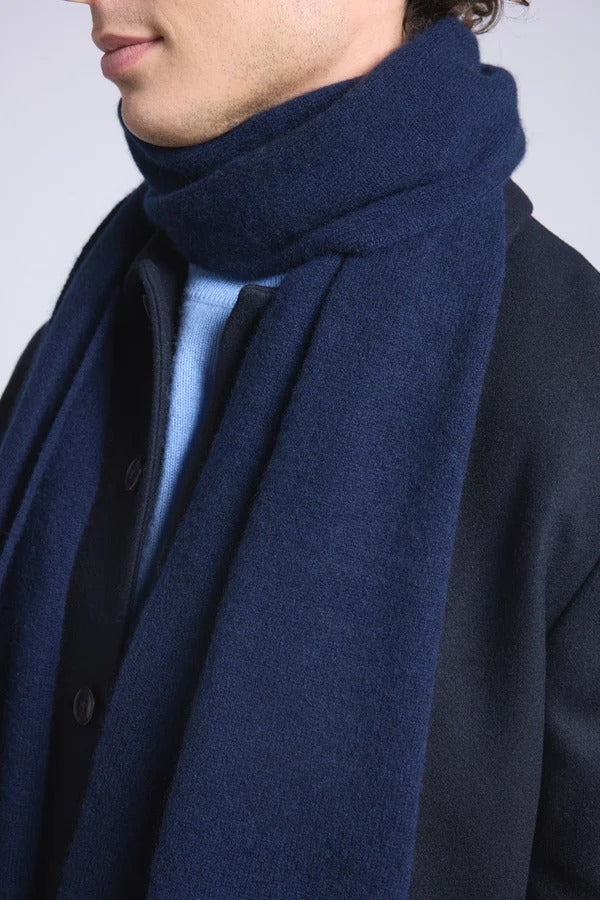 Sciarpa Stola Unisex In Cashmere - Blu Marino - Misto - 100% Cashmere