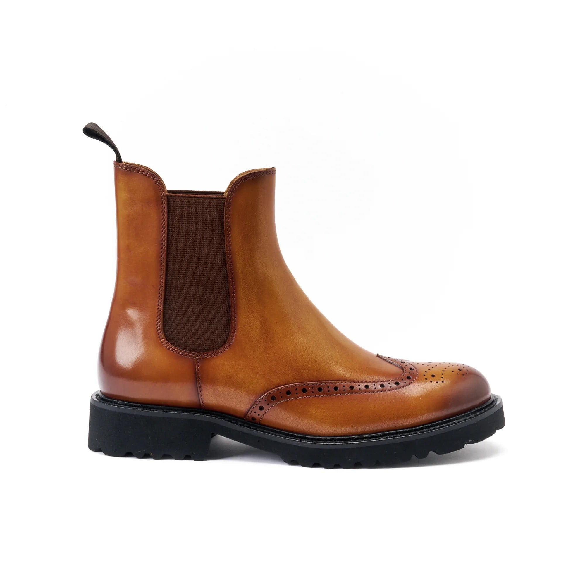 Botines Chelsea con puntera golf marrón claro - Mujer