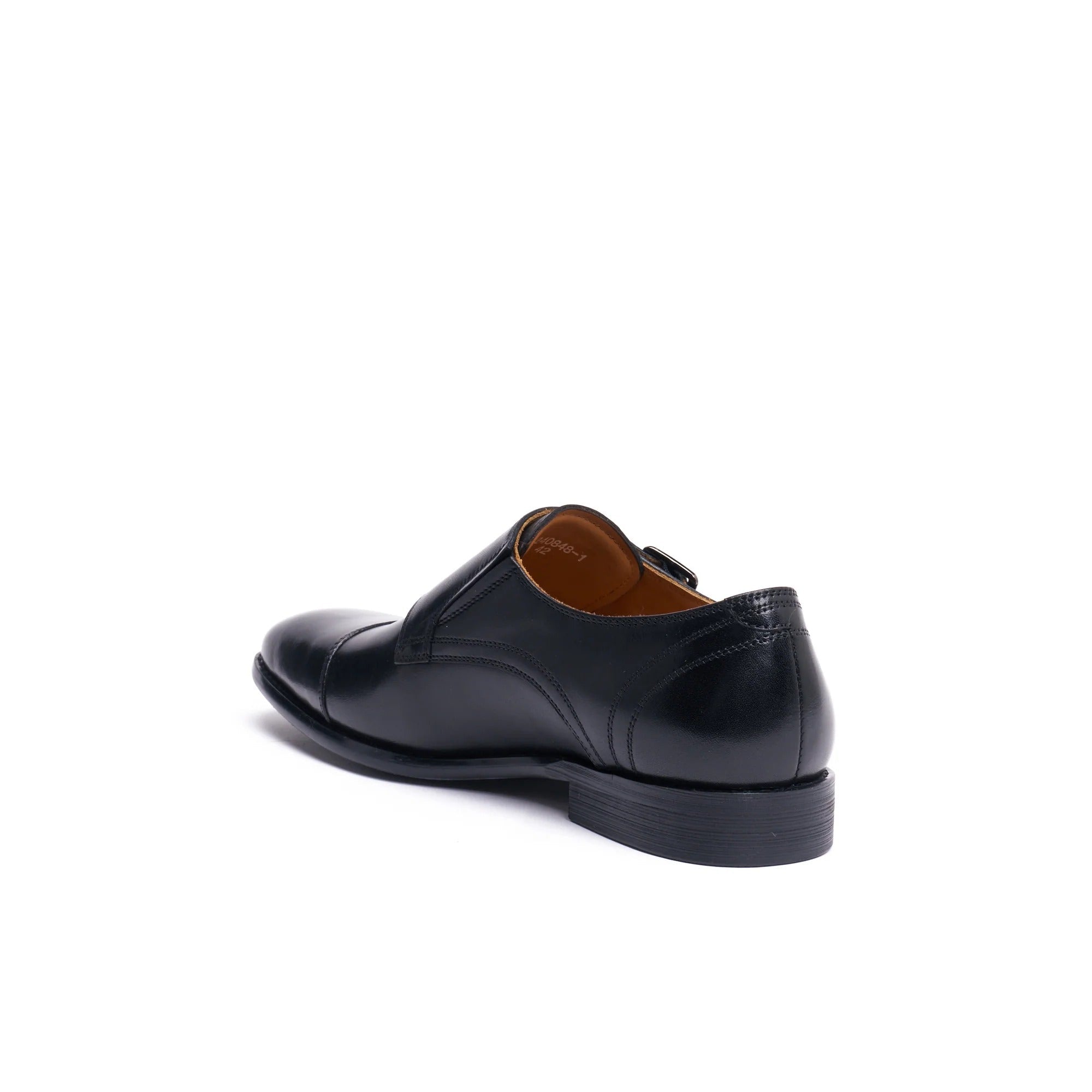 Double Monk Strap With Straight Toe Cap - Black - Men