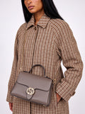 Gucci Interlocking Gg Cuir Grainé Gris