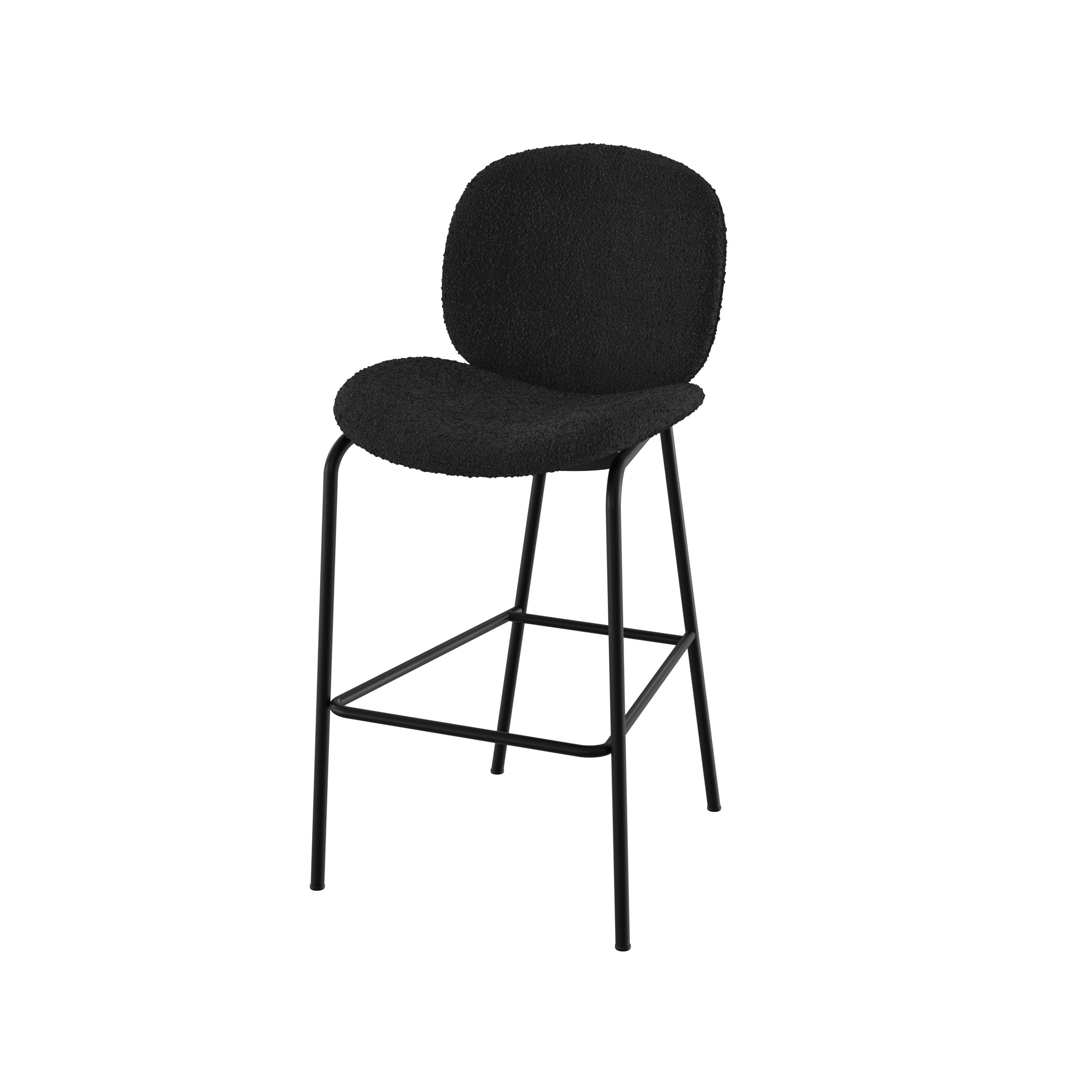 Iris - Set of 2 Central Island Chairs in Black Bouclé Fabric