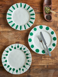 Linora - Lot de 3 Assiettes Plates - Vert - Grès