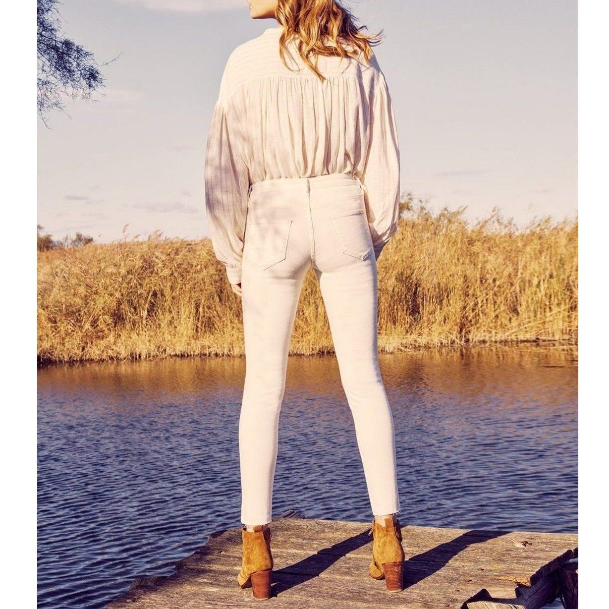 Vaquero Skinny Cropped Lily Herring - Denim Off White - Mujer