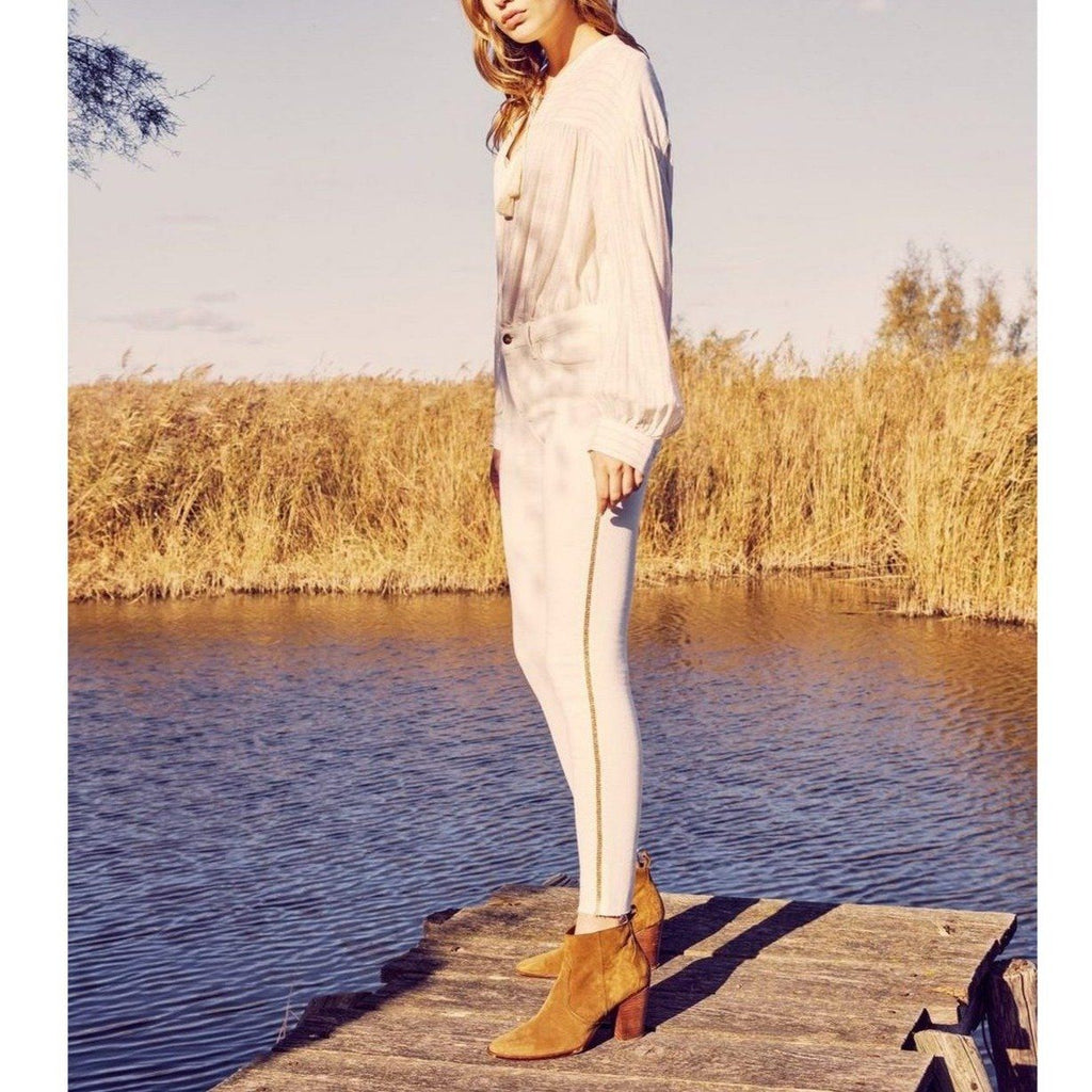 Vaquero Skinny Cropped Lily Herring - Denim Off White - Mujer
