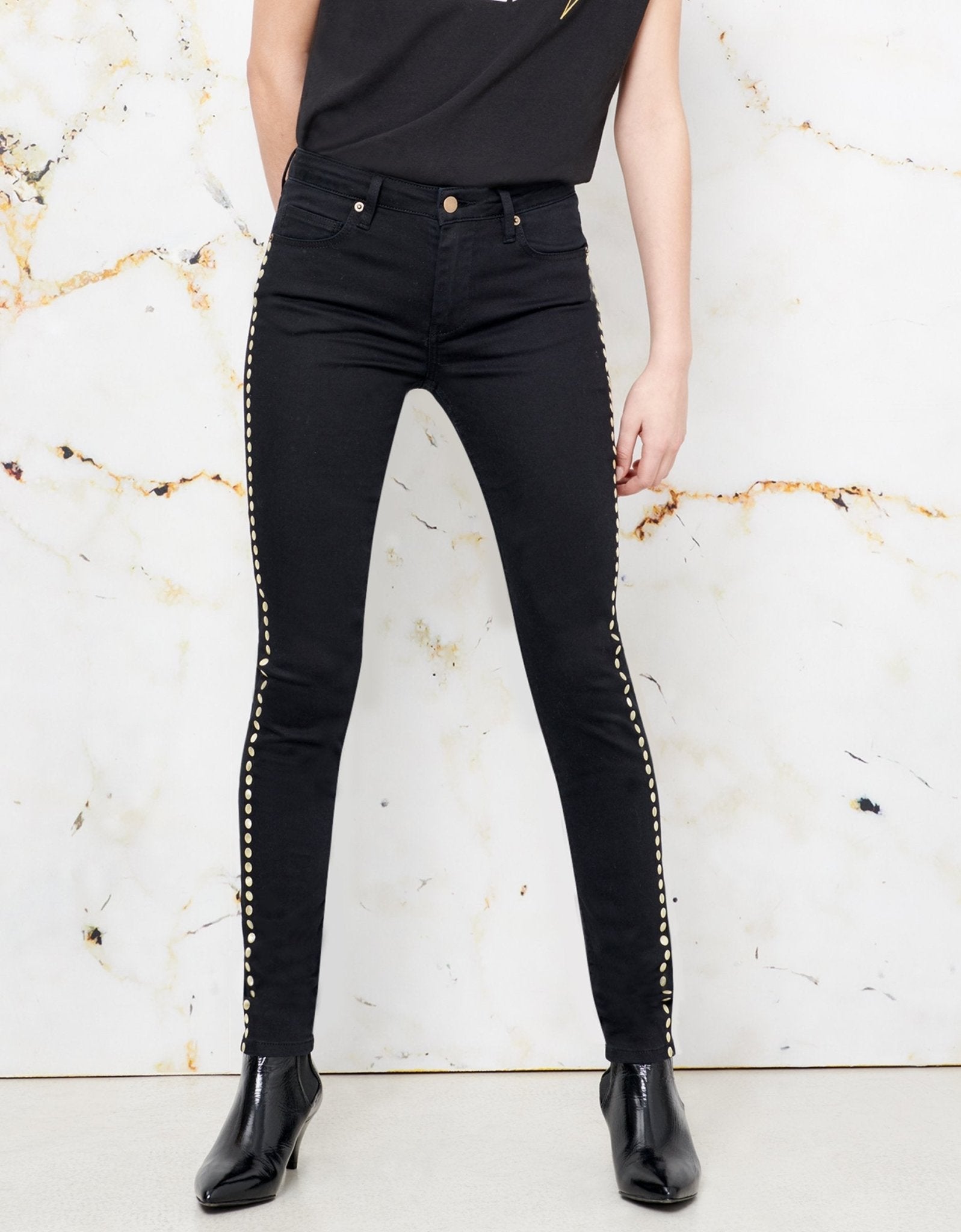 Jean Skinny Noris Studs - Dnm Black - Femme