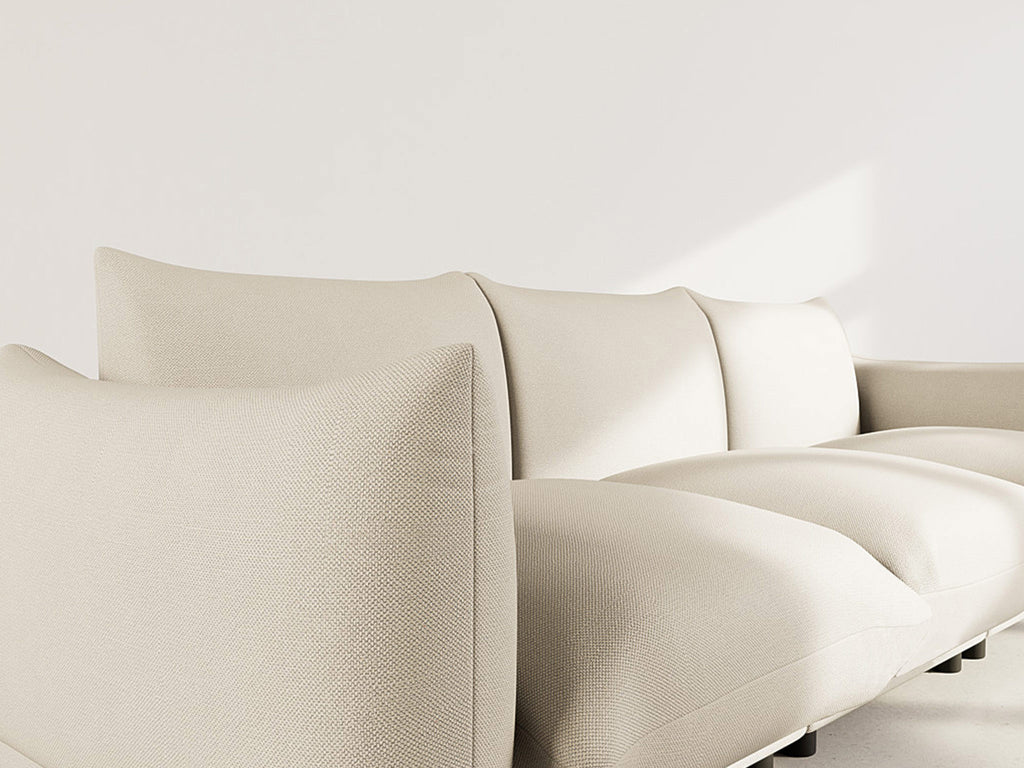 Jeanne - Reversible Modular 4-Seater Corner Sofa - Textured Velvet - Beige