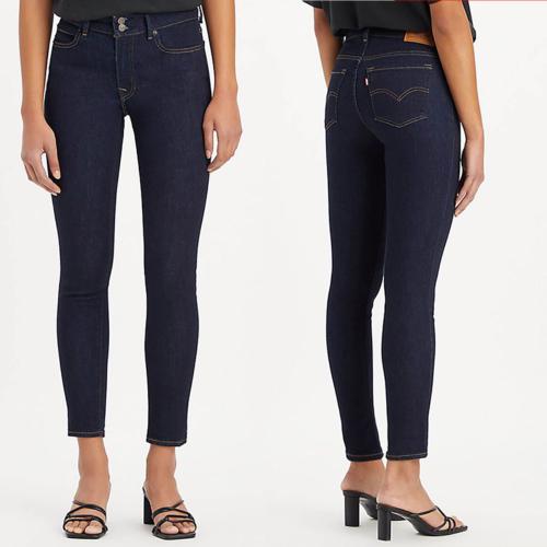 Jean Skinny Taille Mi-Haute Levi's 711 Double Button Bleu Brut