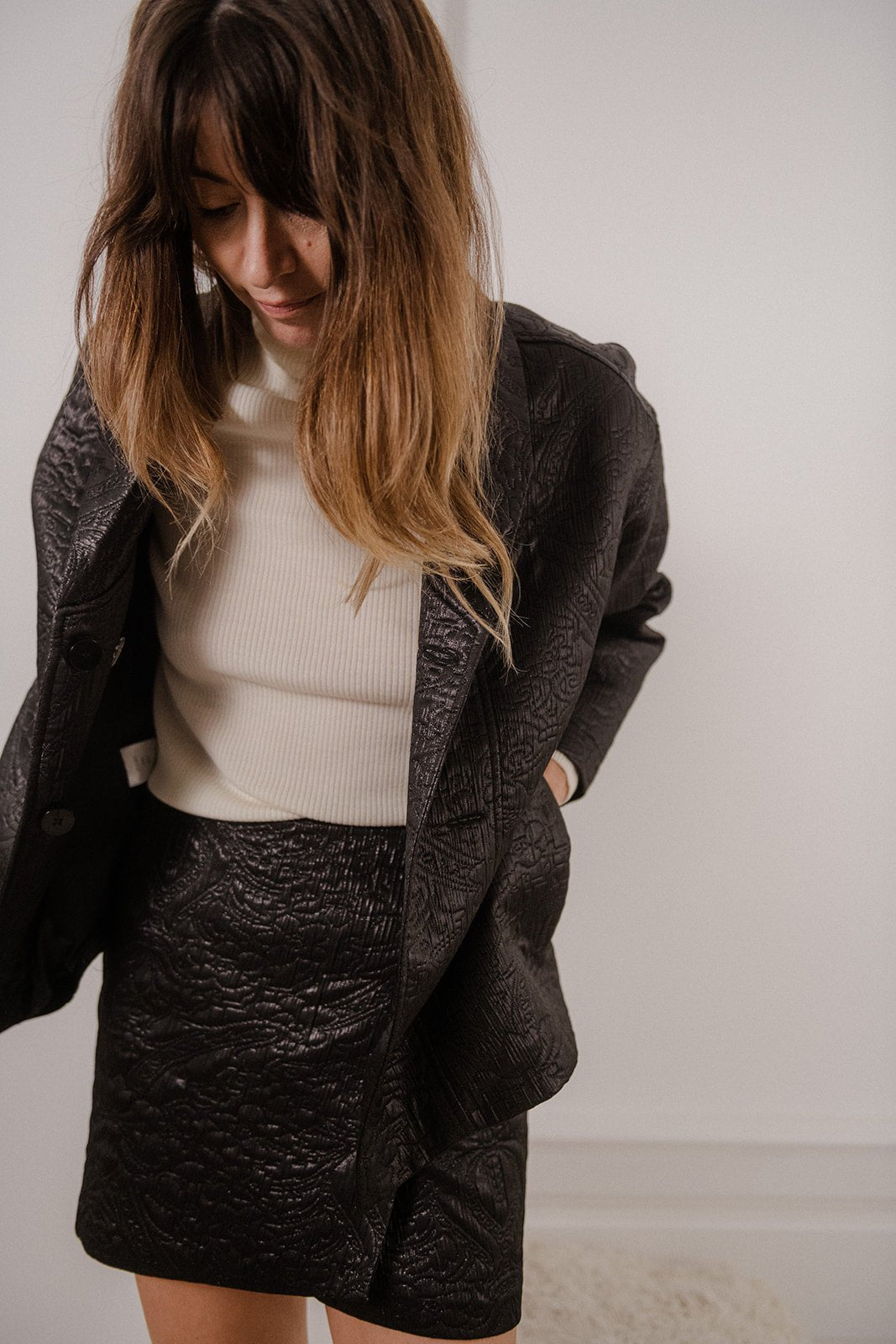 Plume Paris - Falda Carla - Jacquard Negro