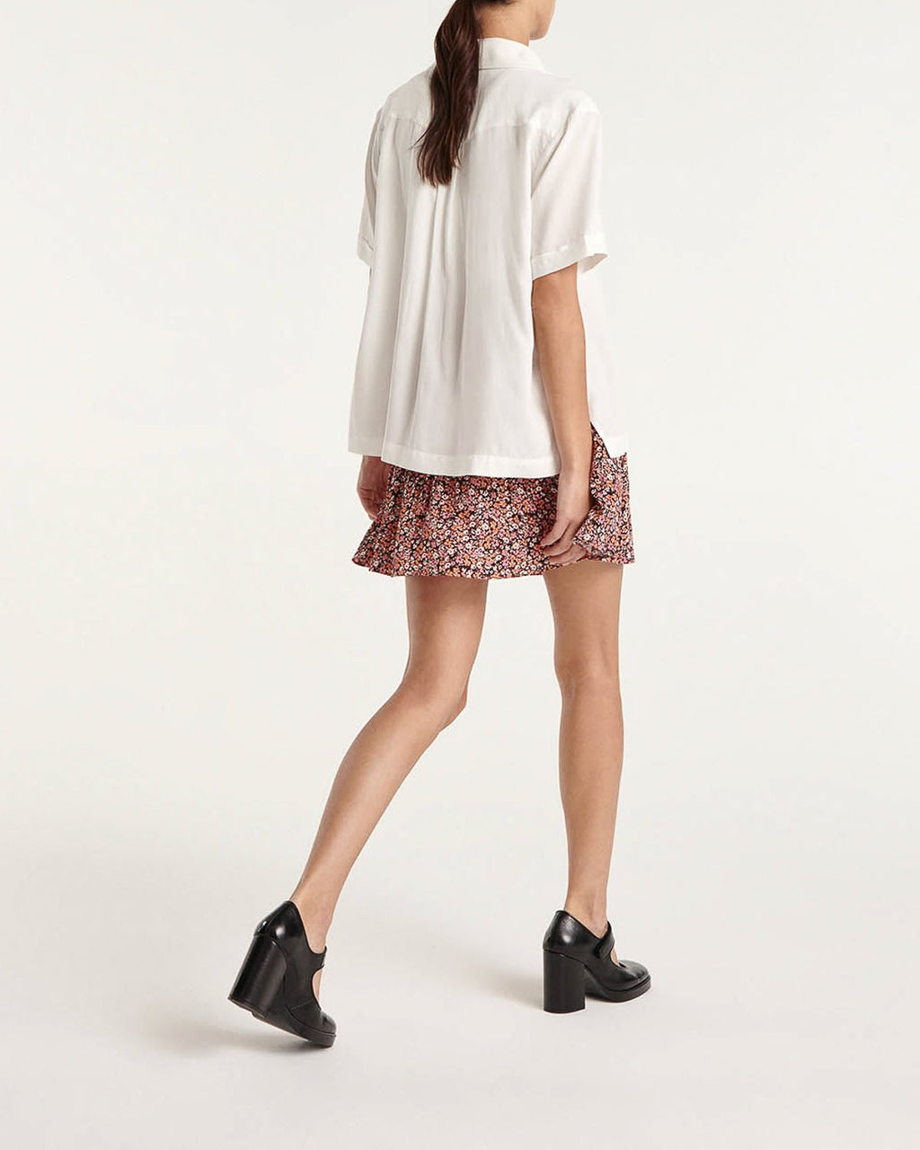 The Kooples - Jupe Courte Fluide Imprimé Rose Volants - Femme