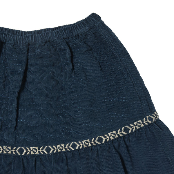 Jupe fille en velours brodé Indigo