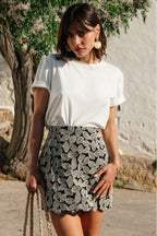 Jupe Inès Broderie Feuille
