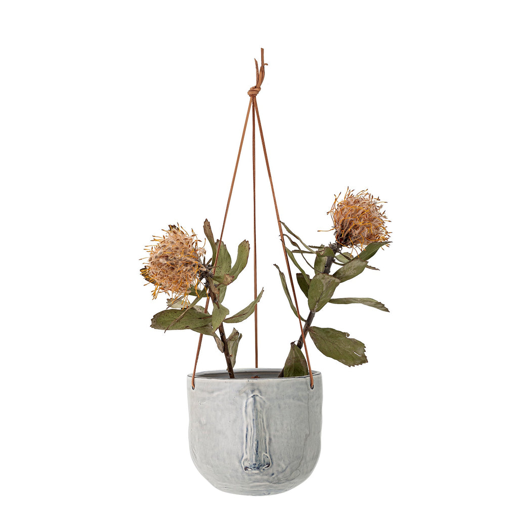 Ileana - Set of 6 Hanging Plant Pots - Grey - Stoneware