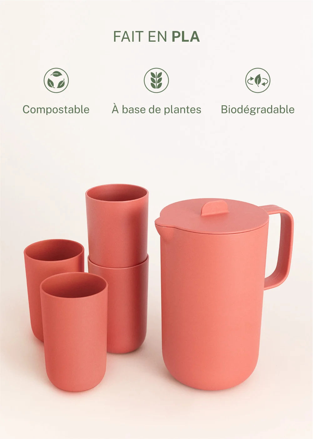 Kitchenware Outdoor Eco - Service Carafe 2L + 4 Verres 500Ml - Terracotta