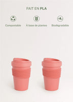 Kitchenware Outdoor Eco - Pack of 2 Coffee Glasses with Recycled Material Lid - Terracotta