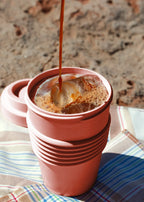 Kitchenware Outdoor Eco - Pack of 2 Coffee Glasses with Recycled Material Lid - Terracotta