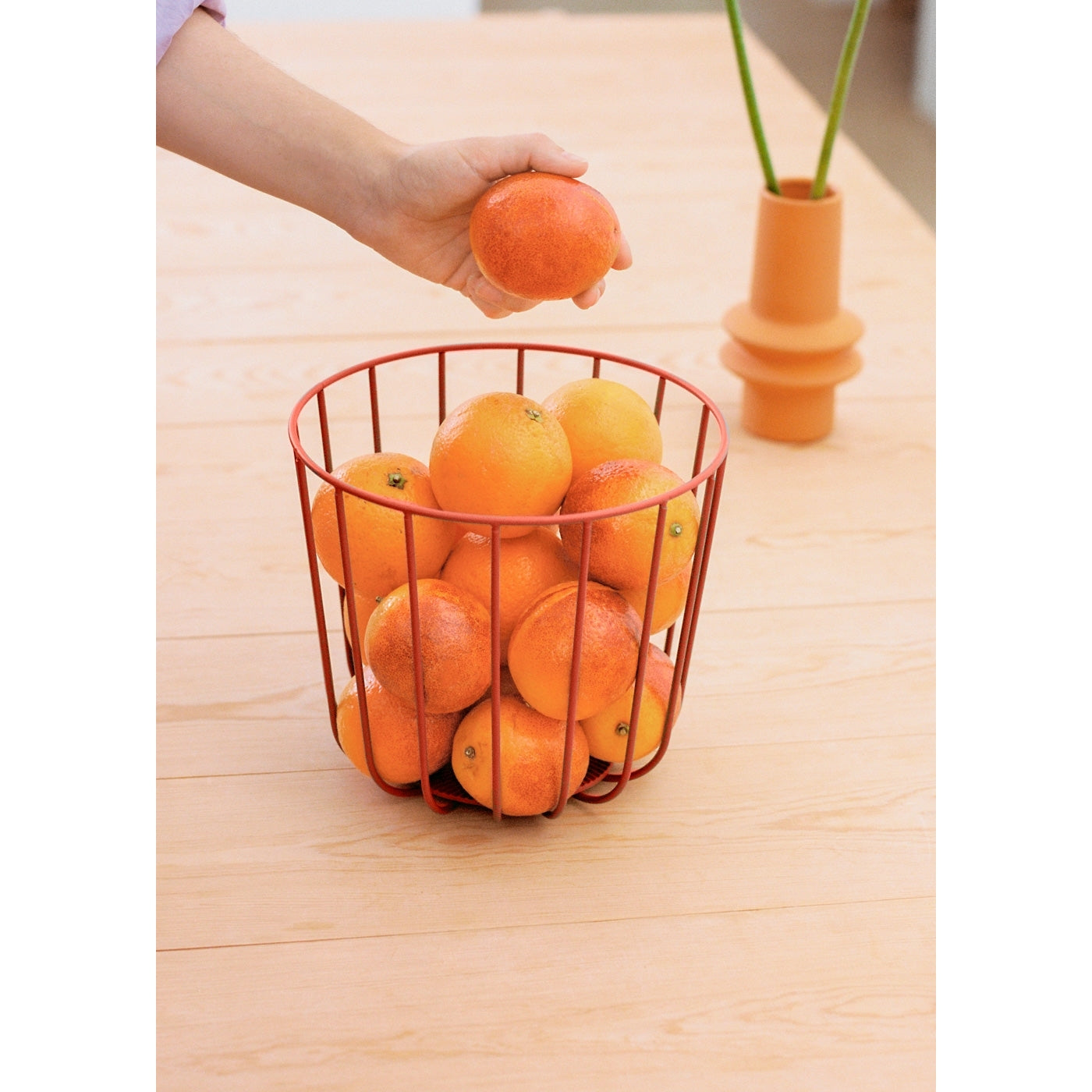 Kitchenware Studio - Large Metallic Basket With Non-Slip Base - Terracotta