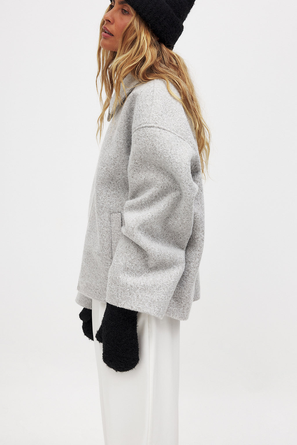 Guanti Knitted Bouclé Look - Nero
