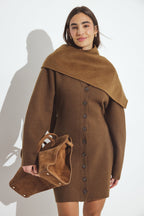 Robe Courte En Maille À Coupe Structurée Marron