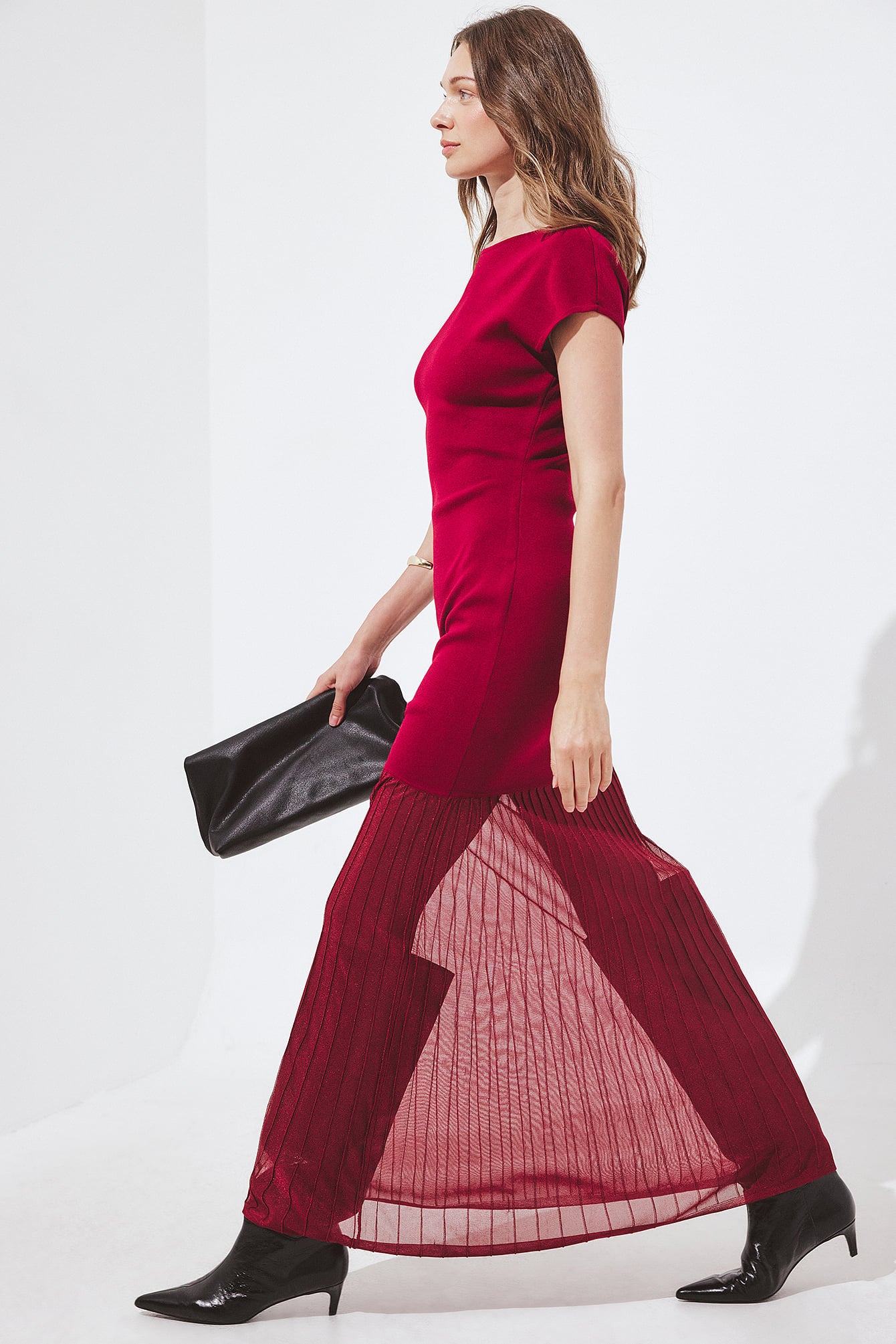 Robe Longue En Maille Rouge