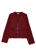 Cardigan in Maglia Misto Lana - Bordeaux