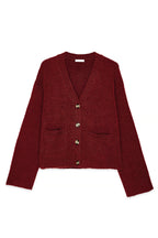 Cardigan in Maglia Misto Lana - Bordeaux