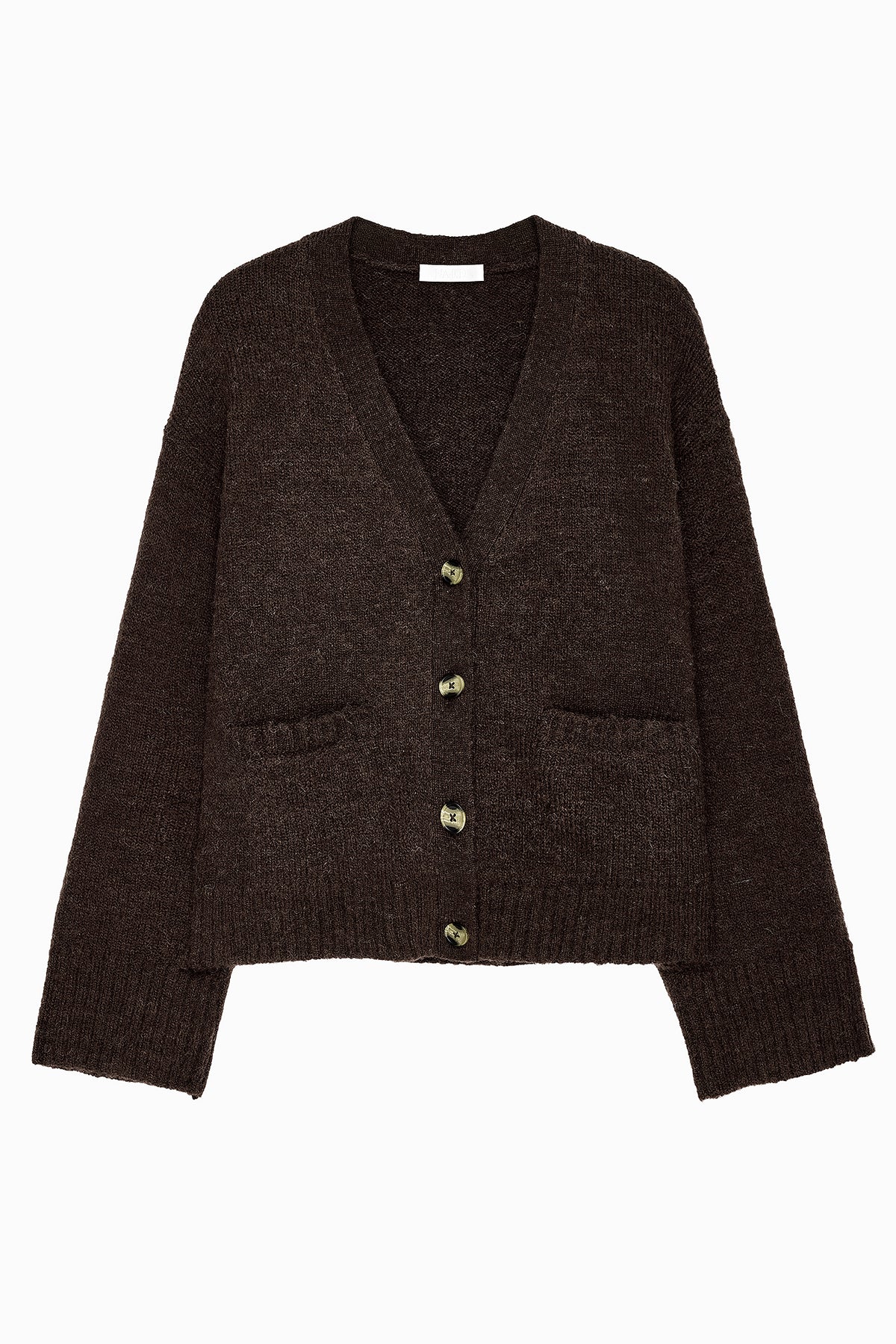 Cardigan Knitted Wool Blend - Marron