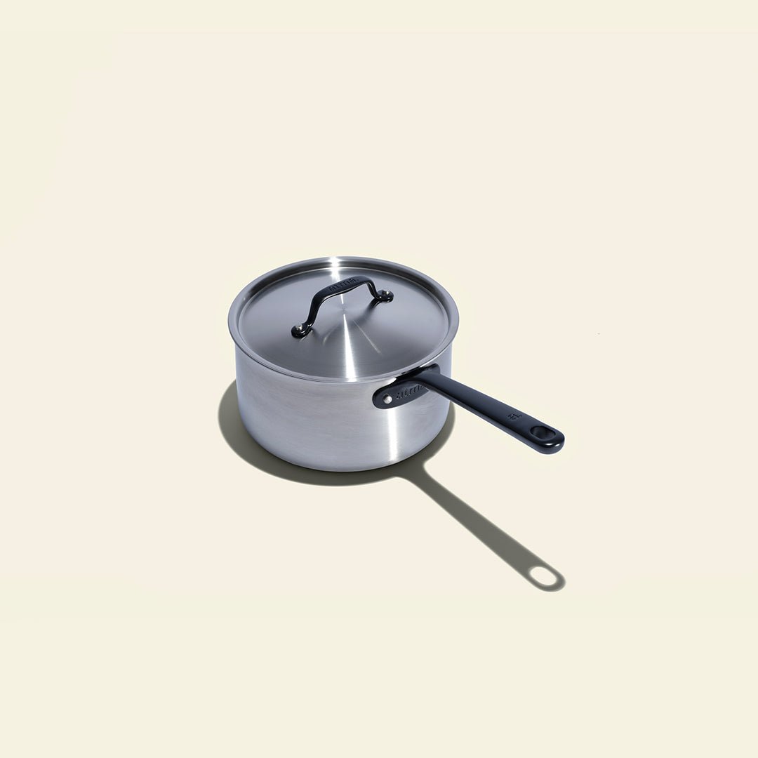 Stainless Steel Cookware Set with Black Handles, 7 Pieces