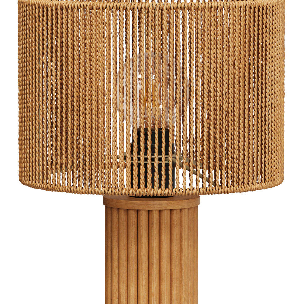Mira - Lampe En Papier De Corde Et Socle En Rondin De Bois