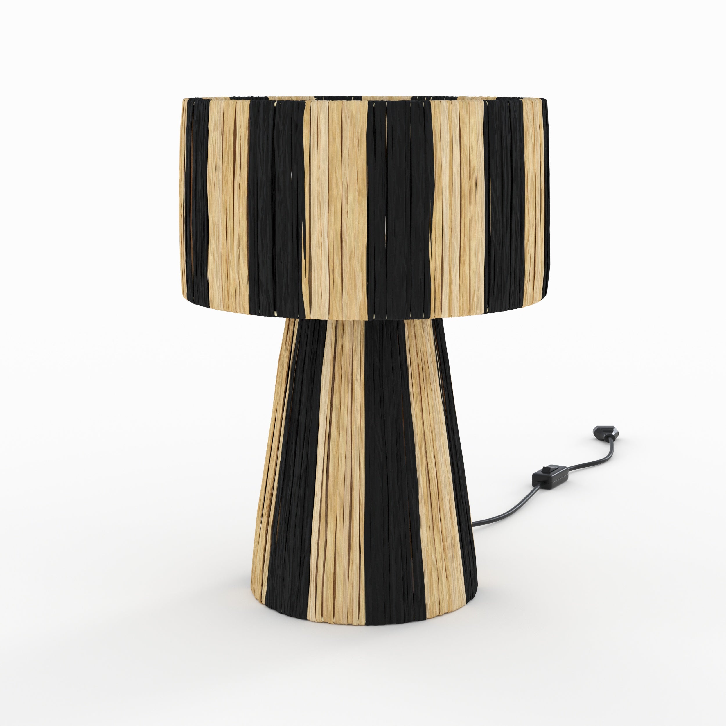 Soléa - Lampe Rayée Noire En Feuille De Palmier