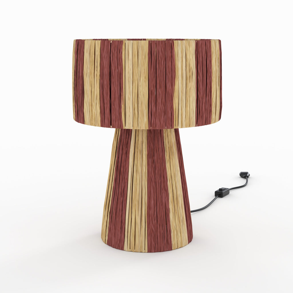 Soléa - Lampe Rayée Terracotta En Feuille De Palmier