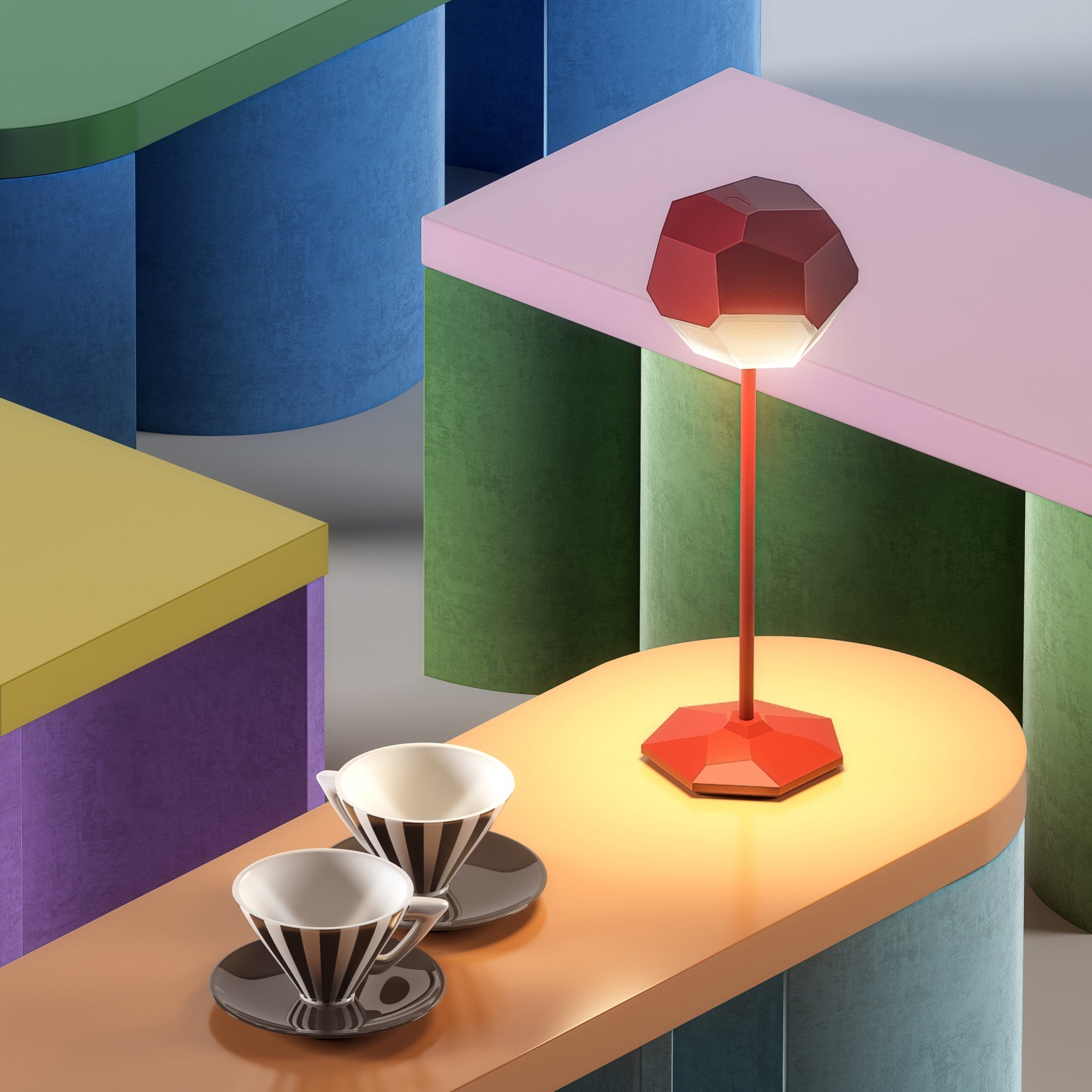 Stone - Wireless Table Lamp - Aluminum - Red