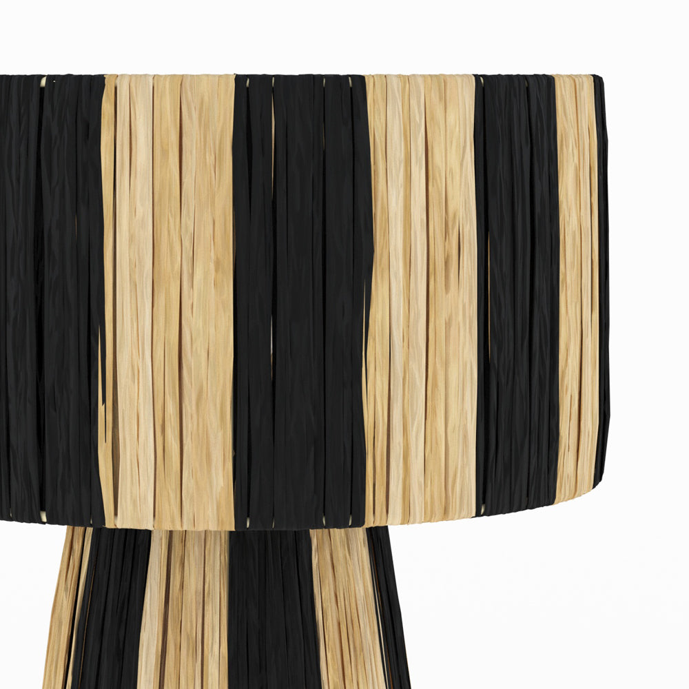 Soléa - Lampe Rayée Noire En Feuille De Palmier