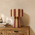 Soléa - Lampe Rayée Terracotta En Feuille De Palmier