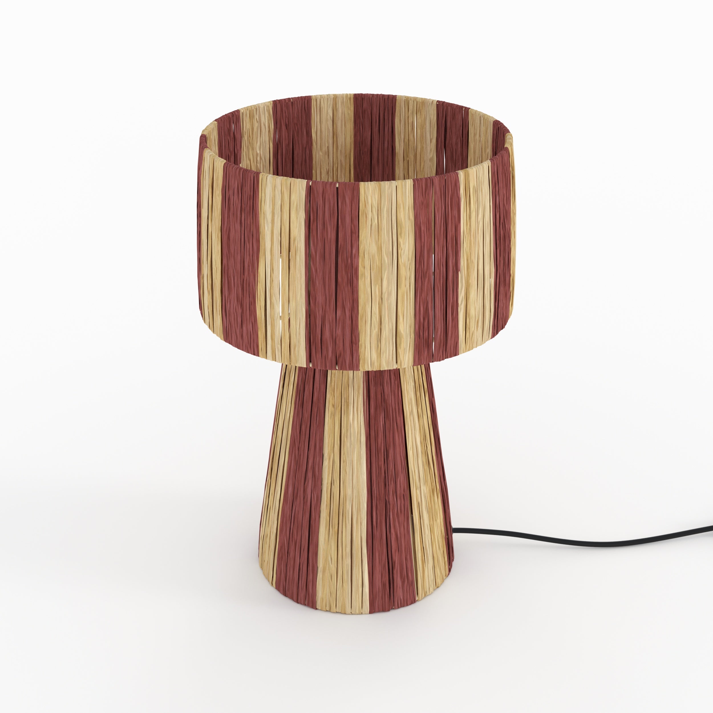 Soléa - Lampe Rayée Terracotta En Feuille De Palmier