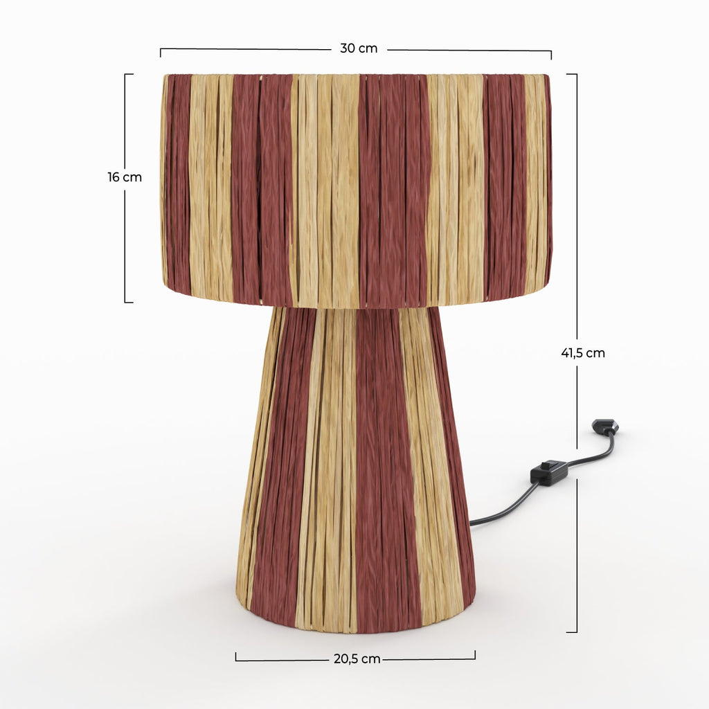 Soléa - Lampe Rayée Terracotta En Feuille De Palmier
