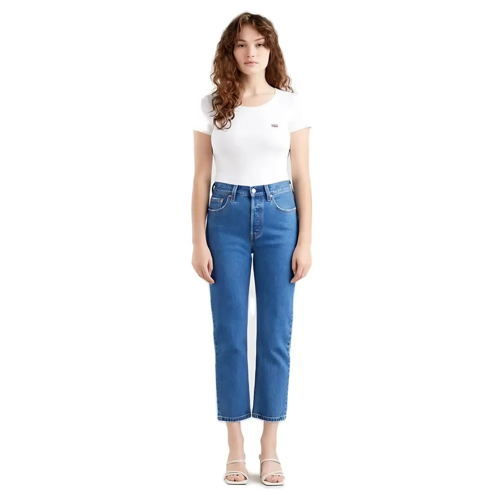 Levi'S 501® Crop Jeans Hoge Taille Blauw Denim Dames