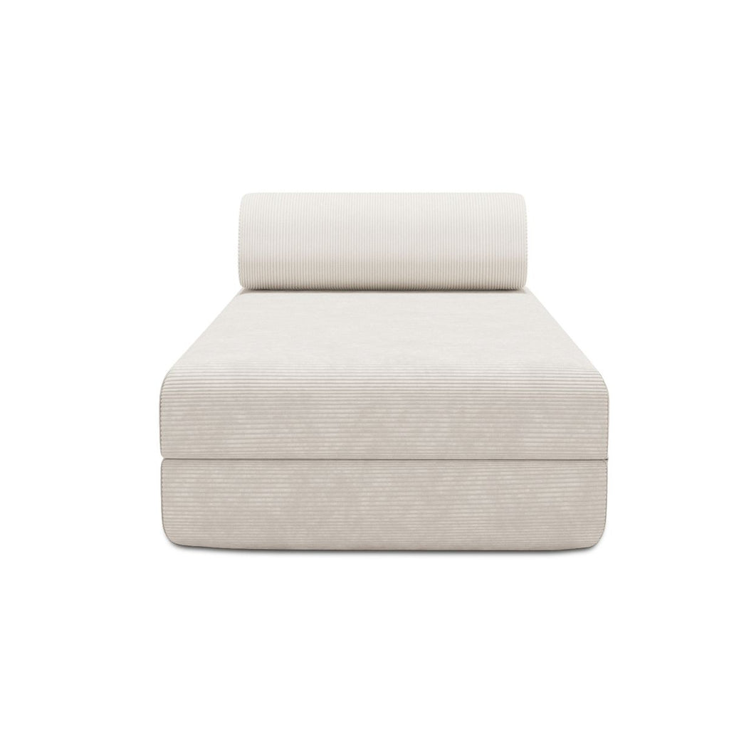 Puf Modular - Tela Exterior a Rayas - Blanco y Verde Oscuro