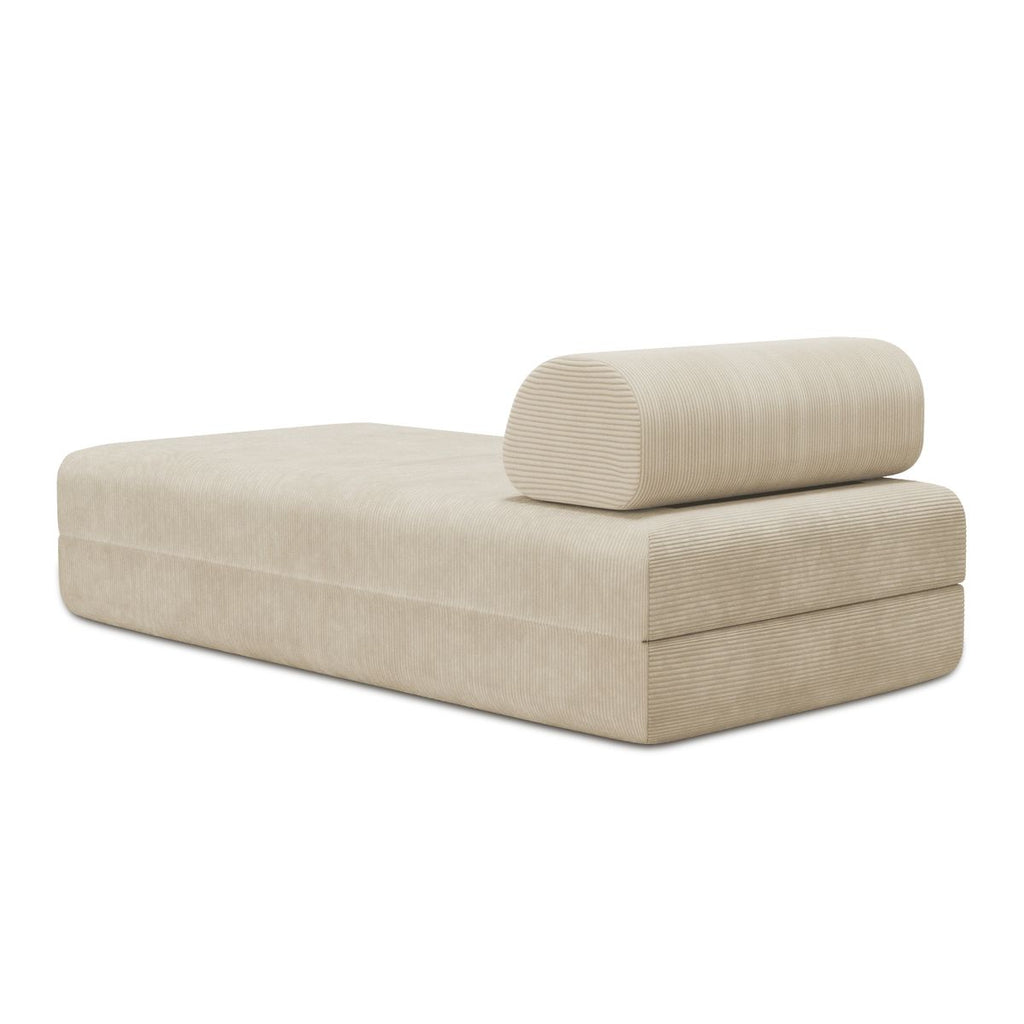 Sofá Modular de 3 Plazas - Tela Exterior a Rayas - Blanco y Gris Antracita