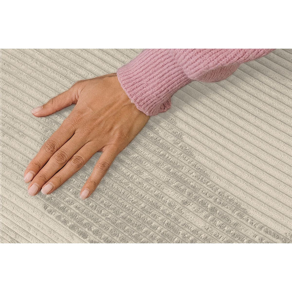 Sofá Modular de 3 Plazas - Tela Exterior a Rayas - Blanco y Gris Antracita