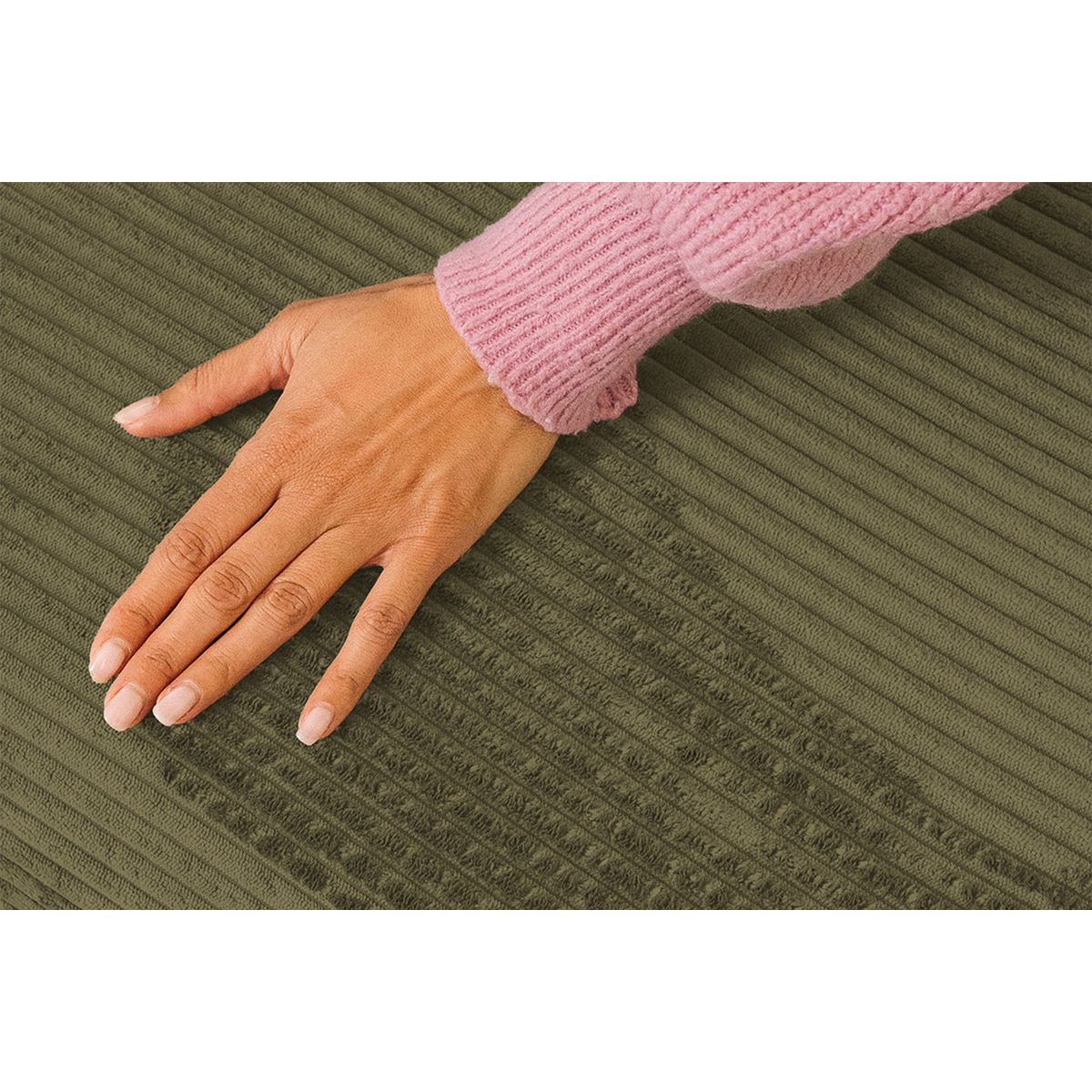 Meridiana Modular - Tejido Exterior A Rayas - Blanco Y Verde Anís